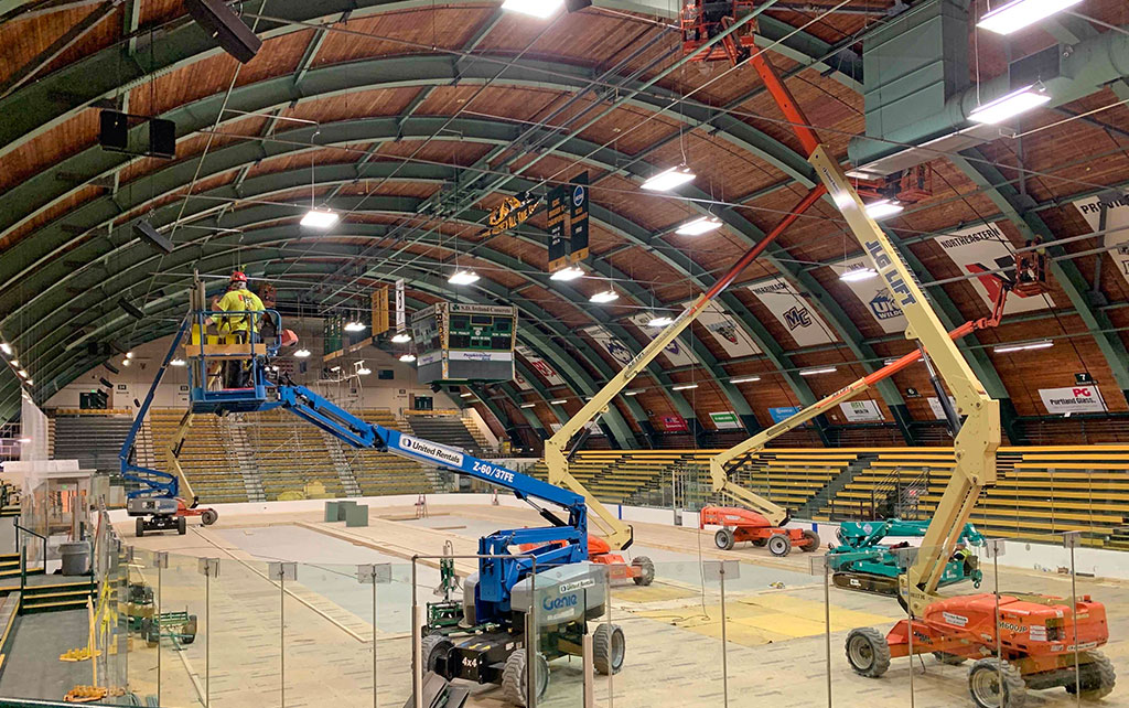 Construction Lifts in Hockey Rink